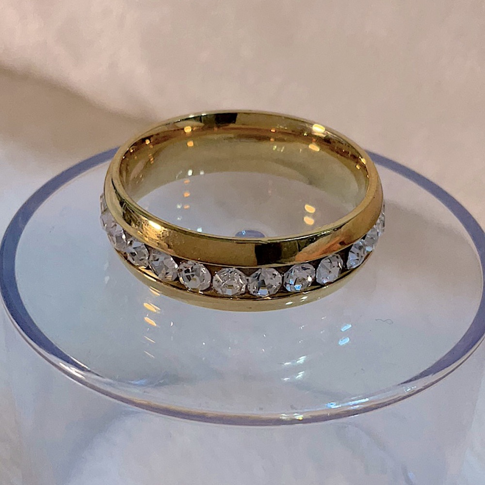 Gold-tone Eternity CZ Band Ring